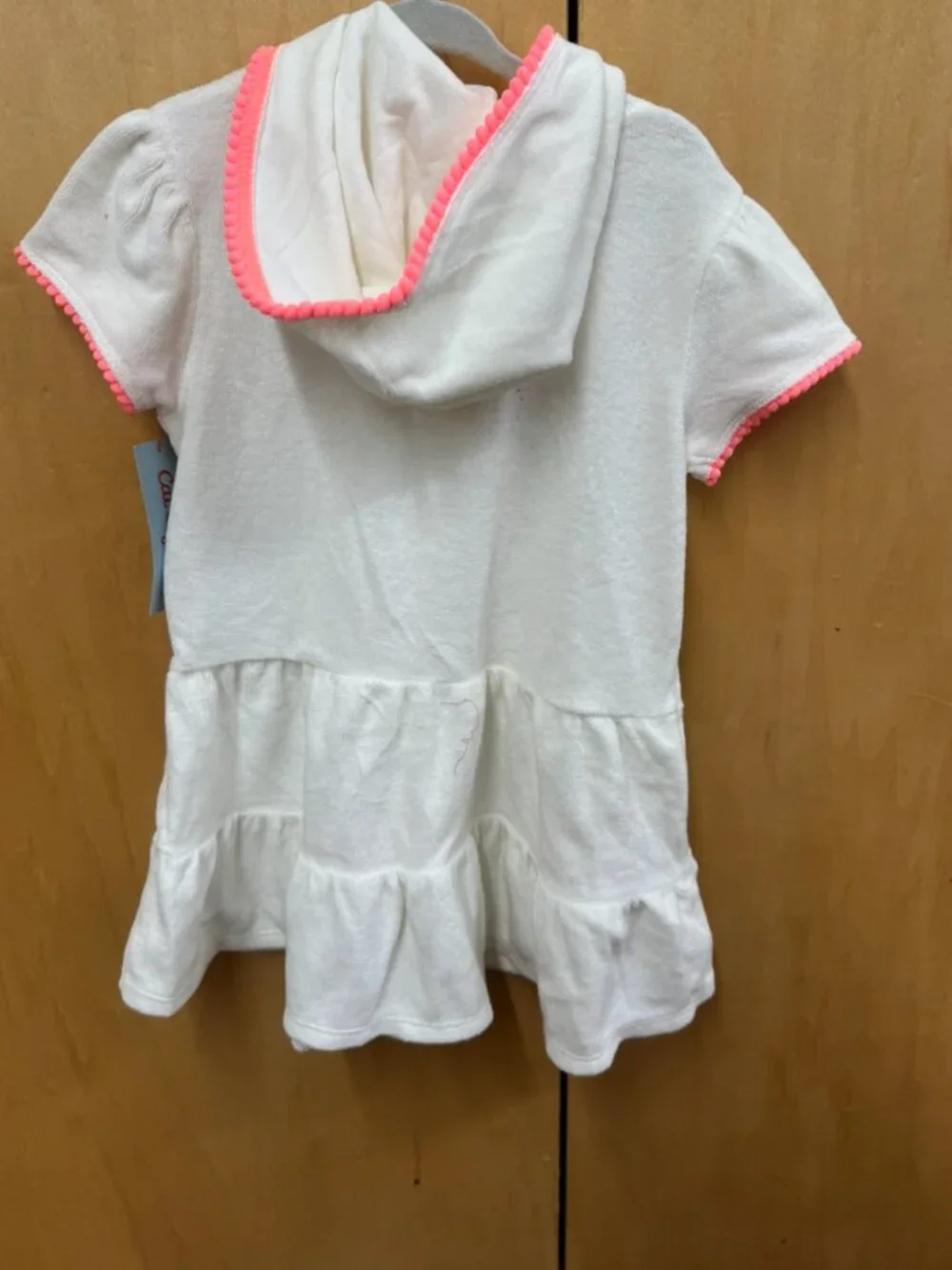 Cat and Jack Zip Up White Cover Up Dress with Hood